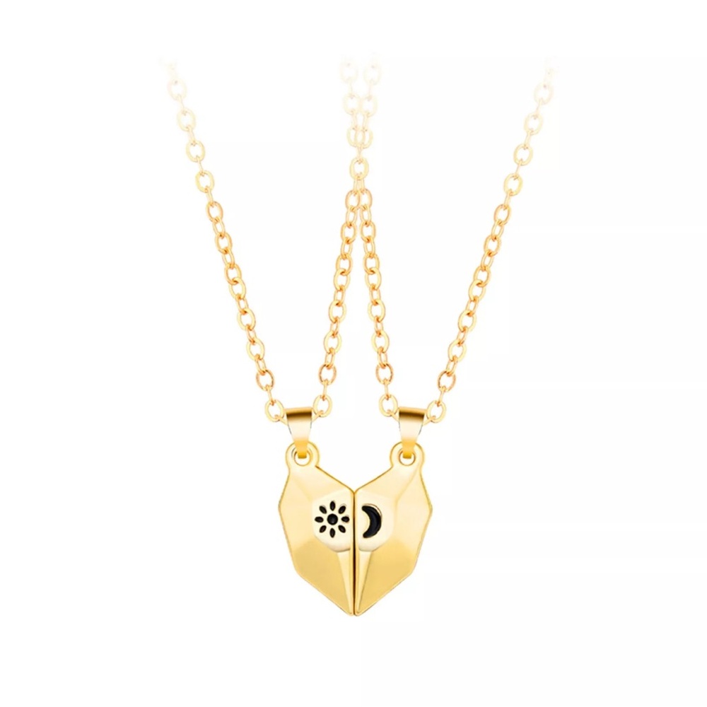 Couple love ❤️ Pendant Necklace Magnetics Sun Moon Heart Shaped Couple Necklace